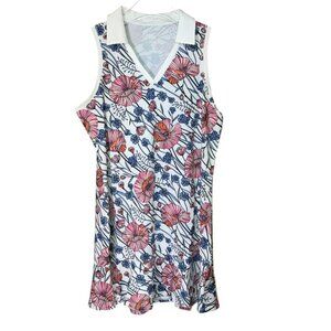 Tail Activewear Zena Foldover Collar Tennis Dress L Atlantica Floral UPF 50